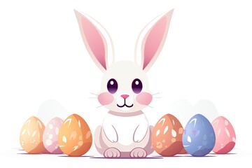 Obraz premium Cute rabbit with easter egg