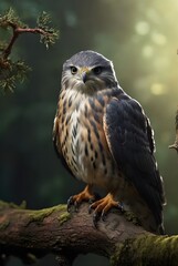 Merlin bird sitting on branch, wildlife beauty
