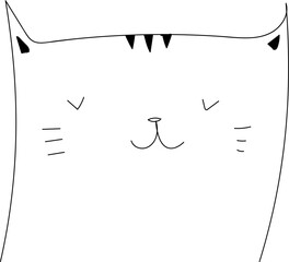 Cute cartoon cat illustration on transparent background.