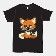 fox design on black t-shirt.