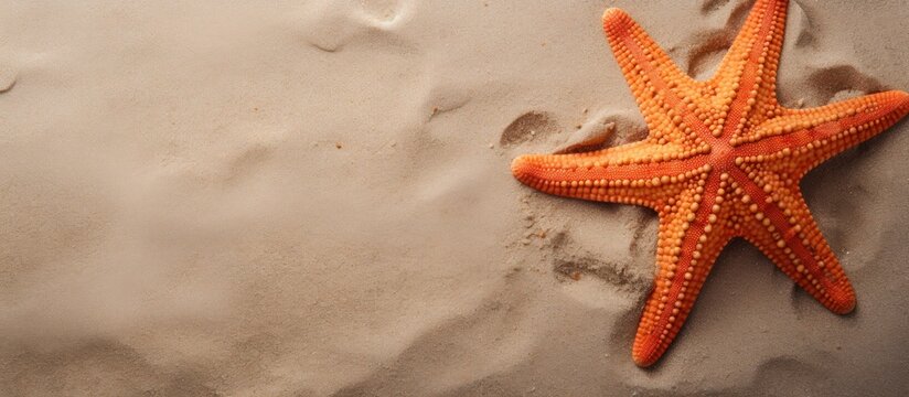 Top view of sea star or starfish on the beach sand background. Generate AI image