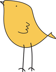 Cute cartoon bird illustration on transparent background.