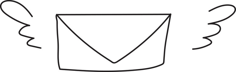 Hand drawn envelope illustration on transparent background.
