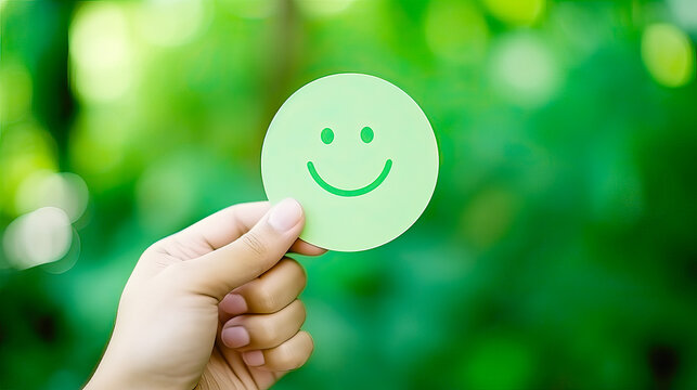 Woman hold circle happy laugh smile , International Day of Happiness.
