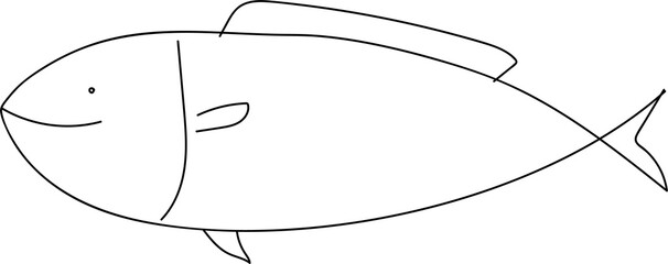 Hand drawn fish illustration on transparent background.
