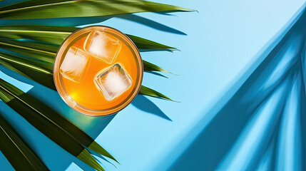 Top view of a glass of fresh drink for summer season.