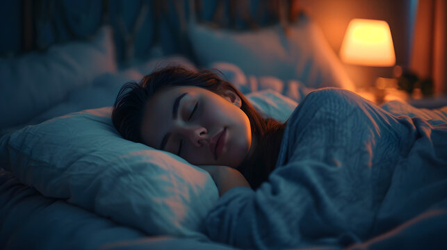Beauty young woman sleeping in bed at home