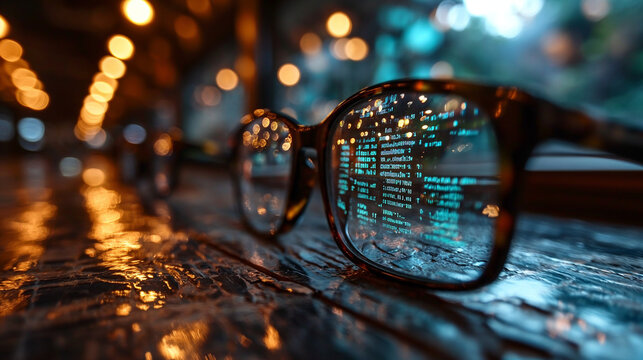 Glasses reflecting source code