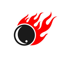 Abstract asteroid with fire flame icon vector logo