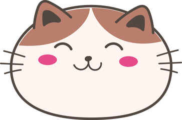 Cute cartoon cat illustration on transparent background.