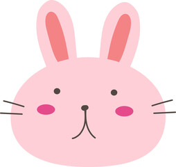 Cute cartoon bunny illustration on transparent background.