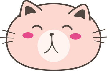 Cute cartoon cat illustration on transparent background.