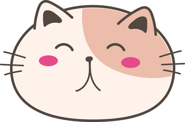 Cute cartoon cat illustration on transparent background.