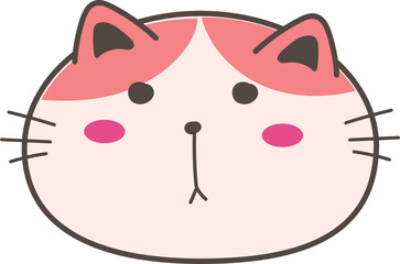 Cute cartoon cat illustration on transparent background.