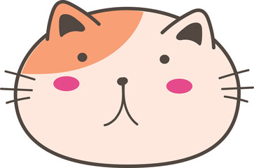Cute cartoon cat illustration on transparent background.