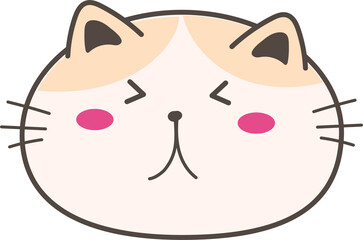 Cute cartoon cat illustration on transparent background.