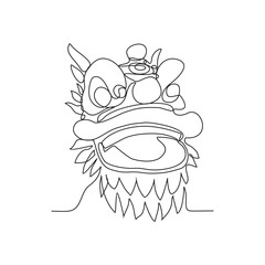 One continuous line drawing of Barong Sai (lion dance) a symbol of Chinese New Year vector illustration. Chinese new year symbol illustration simple linear style vector concept. Barong Sai design 