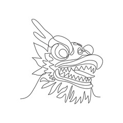 One continuous line drawing of Barong Sai (lion dance) a symbol of Chinese New Year vector illustration. Chinese new year symbol illustration simple linear style vector concept. Barong Sai design 