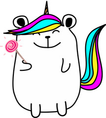 Cute cartoon animal illustration on transparent background.
