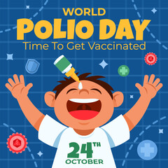 Naklejka premium Open Mouth Kids Get Drop Vaccine