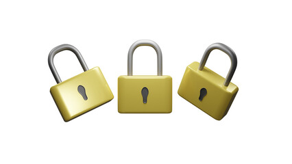Set of rendered 3d padlocks illustration on an isolated background