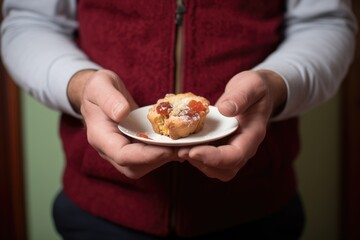 hands holding a scone with bite taken