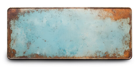 An empty vintage metal sign isolated on a white background