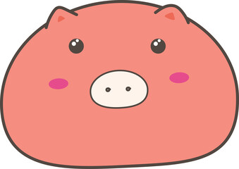 Cute cartoon pig illustration on transparent background.