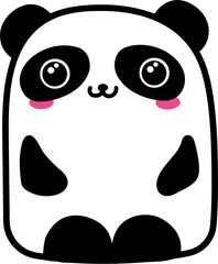 Cute cartoon panda illustration on transparent background.