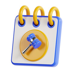 3D Bidding Date Reminder Model Getting Ready to Participate. 3d illustration, 3d element, 3d rendering. 3d visualization isolated on a transparent background