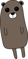Cute cartoon bear illustration on transparent background.
