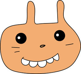 Cute cartoon cat illustration on transparent background.
