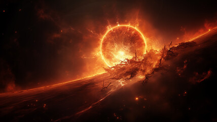 solar storm, astronomical observation solar corona and prominences, observation of the sun cosmic view fictional graphics