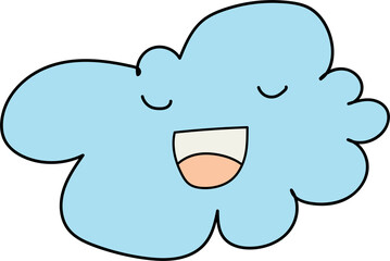 Fototapeta premium Hand drawn cute cloud illustration on transparent background. 