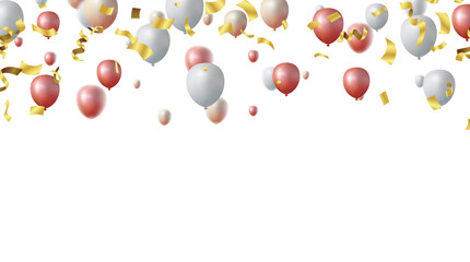 Birthday celebration banner with Colorful confetti and balloons