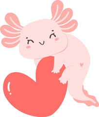 Axolotl Valentine with heart