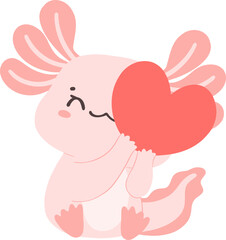 Axolotl Valentine with heart