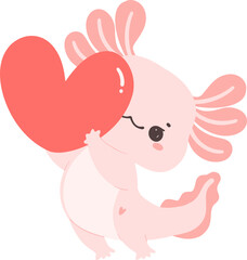 Axolotl Valentine with heart