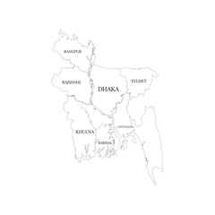 Bangladesh map vector illustration on white background.
