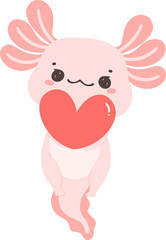 Axolotl Valentine with heart