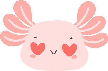 Axolotl Valentine with heart eyes