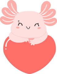 Axolotl Valentine with heart