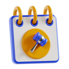 3D Bidding Date Reminder Model Getting Ready to Participate. 3d illustration, 3d element, 3d rendering. 3d visualization isolated on a transparent background