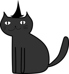 Halloween cat illustration on transparent background.
