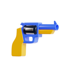 3D Gun Model Firearms in Emergency Situations. 3d illustration, 3d element, 3d rendering. 3d visualization isolated on a transparent background