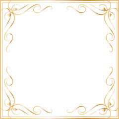 Golden decorative round frame vintage style illustration on transparent background.