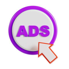 3D Paid Per Clicks Model Cost-Effective Advertising. 3d illustration, 3d element, 3d rendering. 3d visualization isolated on a transparent background