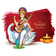 Happy Vasant Panchami puja of india card design