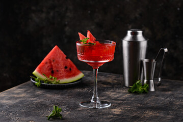 Fresh watermelon cocktail or mocktail