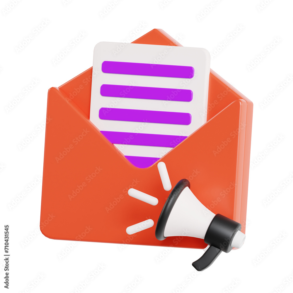 Poster 3d mail ads model reaching specific audiences. 3d illustration, 3d element, 3d rendering. 3d visuali